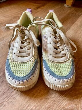 Nicole Miller Sneakers in Pale Yellow, Lavender and Green